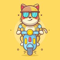 frio gato animal personaje mascota montando scooter motocicleta aislado dibujos animados vector