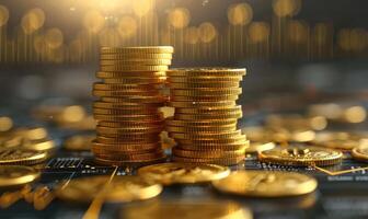 AI generated Growth gold coin investment business market financial photo