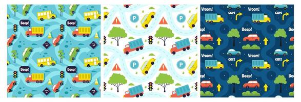 Toys Seamless Pattern Design with Boys and Girls Children Toy Equipment in Cartoon Flat Illustration vector