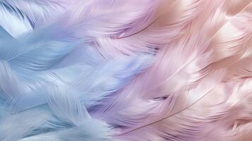 AI generated Soft feather texture in pastel hues for serene backgrounds, elegant wallpapers, and creative designs. photo