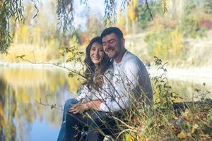 romantic couple in the garden, couple in the nature photo