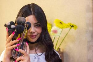 young woman in spa salon, girl in beauty salon photo