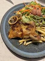 Grilled Chicken with Fresh Salad and Fries photo