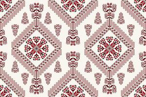 Folk floral embroidery pattern. Folk embroidery geometric floral shape seamless pattern. Floral cross stitch pattern use for fabric, textile, home decoration elements, upholstery, wrapping, etc vector