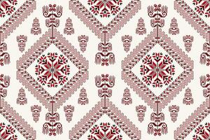 Folk floral embroidery pattern. Folk embroidery geometric floral shape seamless pattern. Floral cross stitch pattern use for fabric, textile, home decoration elements, upholstery, wrapping, etc vector