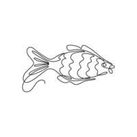 Continuous one line art drawing fish. Golden fish. Single line vector illustration.