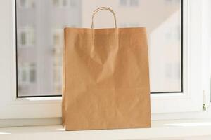 Ecological pocket kraft bag for shopping photo