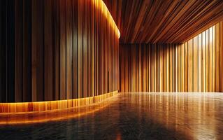 AI generated Interior of an empty room with wooden walls Abstract architecture background photo