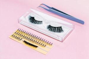 Artificial false eyelashes for make-up from eco pile. photo