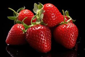 AI generated fresh juicy strawberries photo