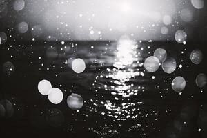 AI generated abstract bokeh background of water and bokeh lights photo