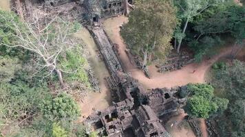 Aerial View, Majestic Cambodian Temples, Angkor Wat and Banteay Kdei in Siem Reap, Capturing Khmer Heritage with Drone video