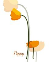 Two yellow home flowers poppies simple flat graphic design vector