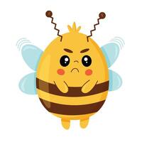 enojado abeja mascota personaje vector
