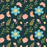 Vector floral pattern with flowers and branches.