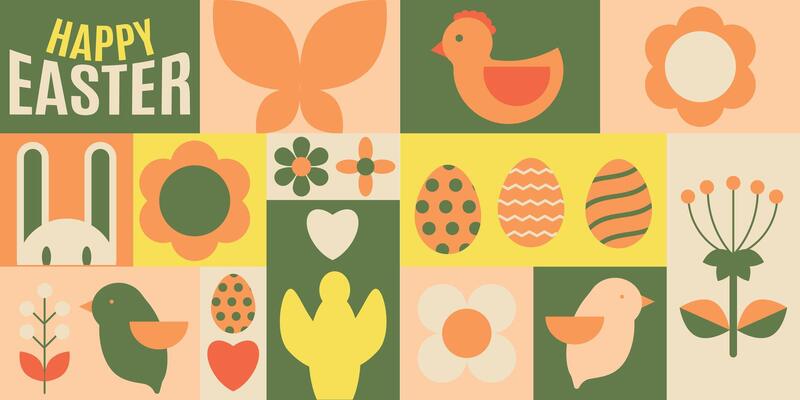 Happy Easter. Modern geometric abstract style.
