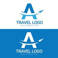 Modern letter A travel logo design vector