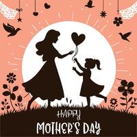 Happy Mothers Day Silhouette Illustration Template 1 vector