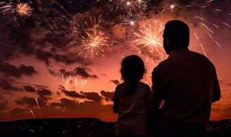 AI generated Watching the Spectacular Fireworks Display with Excitement and Wonder photo