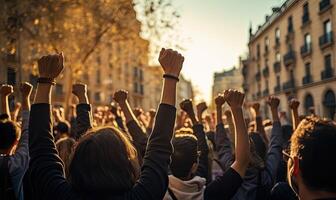 AI generated A Joyful Crowd Celebrating with Excitement and Enthusiasm photo