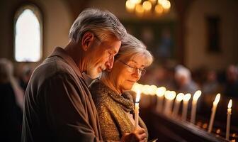 AI generated A Serene Moment of Togetherness Illuminated by Warm Candlelight photo