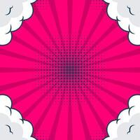 Comic style background in flat design, red color background vector