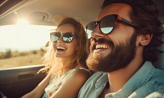 AI generated A Cozy Ride Sharing Moment with a Couple Enjoying Each Other's Company photo