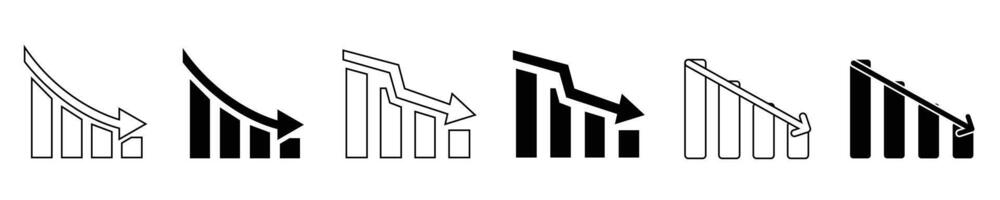 decline graph set different shapes included vector