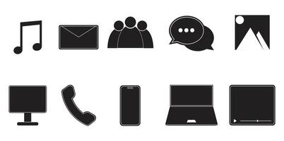 vector set of icons related to technology and communication