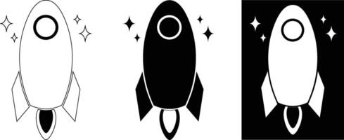 rocket launch vector icon set, rocket in the space