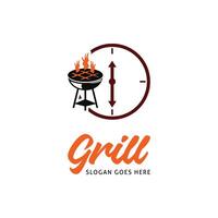 parrilla icono logo diseño modelo vector