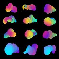 set of liquid gradient 3D shapes vector