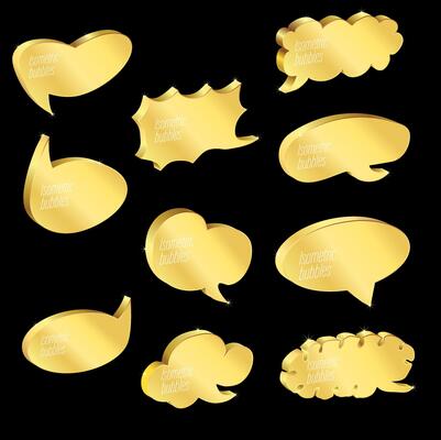 collection of isometric bubbles with golden gradient