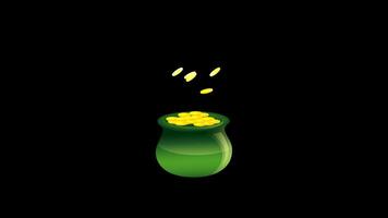 Treasure of Leprechaun, Pot Full of Golden Coins Animation 4K video