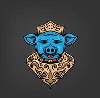pig master character, perfect to print on tee shirt vector