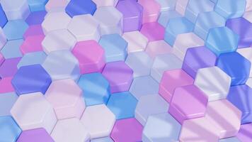 uma 3d ciclo animação do uma hexagonal padronizar do azul, Rosa e branco video