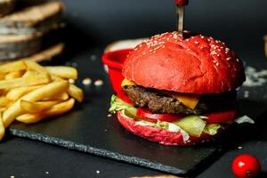 Hamburger With Toothpick Stick photo