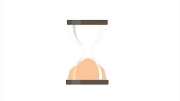 Animated hourglass sand drip glass white background video