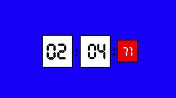 a pixelated clock with two numbers countdown blue background video