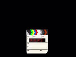 Animated digital film movie white clapper board timecode countdown alpha transparent background video