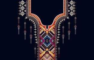 Vector design for collar shirts, shirts, T-shirt.  Embroidery ethnic geometric elements for fabric, textile.  Aztec geometric neck line design graphics fashion man wearing.