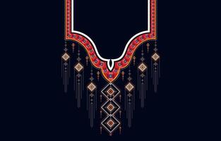 Vector design for collar shirts, shirts, T-shirt.  Embroidery ethnic geometric elements for fabric, textile.  Aztec geometric neck line design graphics fashion man wearing.