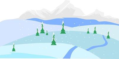 landscape view of a snowing rocky mountain vector