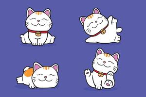 illustration vector graphic of cute cat character with 4 emotion perfect for sticker character design