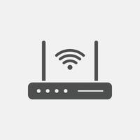 Wifi enrutador icono o firmar para remoto Internet acceso. Wifi icono vector, inalámbrico Internet firmar vector