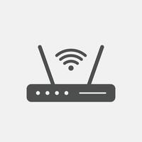 Wifi enrutador icono o firmar para remoto Internet acceso. Wifi icono vector, inalámbrico Internet firmar vector