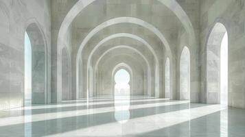 AI Generated Mosque background in gray for Ramadan. Islamic posts on social media. Muslim Holy Month Ramadan Kareem photo