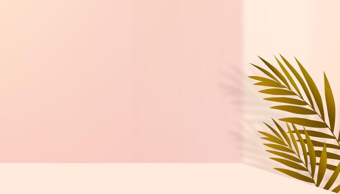 Empty Wall Room Background,3D Display Studio with Coconut Palm Shadow,Studio with sunlight overlay on Beige wall,Vector minimal backdrop design Spring,Summer Product Presentation for Sale