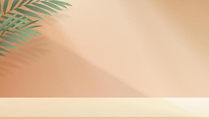 Beige Studio Background,Concrete Room with Light,Palm leaves Shadow on Podium Display for Product Present,Backdrop cement wall texture with sunlight,Use for Spring,Summer sale online