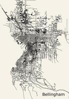 ciudad mapa de Bellingham, Washington, Estados Unidos vector